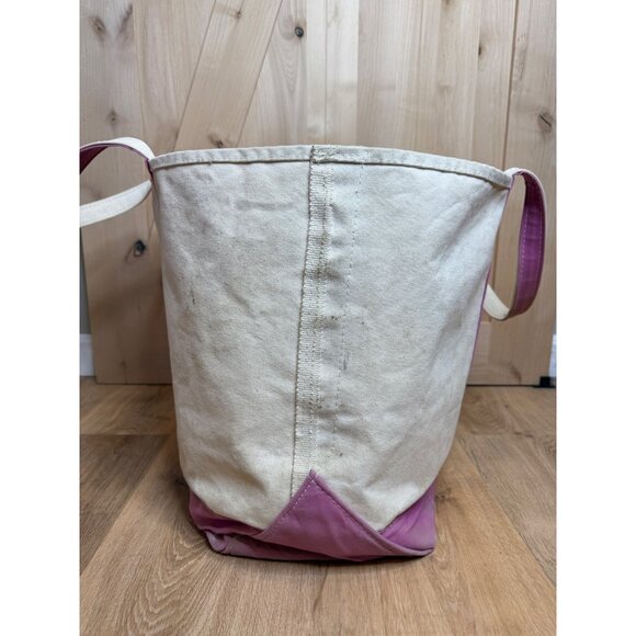 90s L.L. Bean Boat And Tote Bag Canvas Bag Pink Trim "Olive" Embroidered 26" - Picture 3 of 9